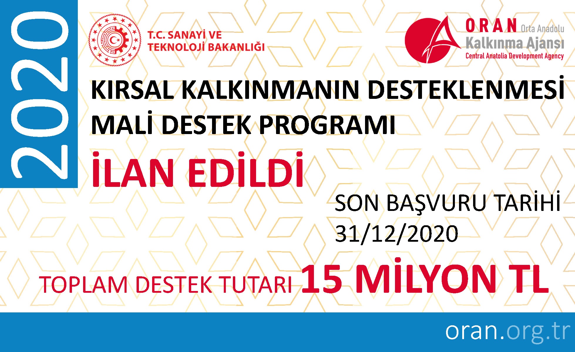 2020 Kırsal Kalkınmanın Desteklenmesi Mali Destek Programı İlanı