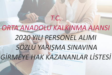 2020 Yılı Personel Alımı Sözlü Yarışma Sınavına Girmeye Hak Kazananlar Listesi