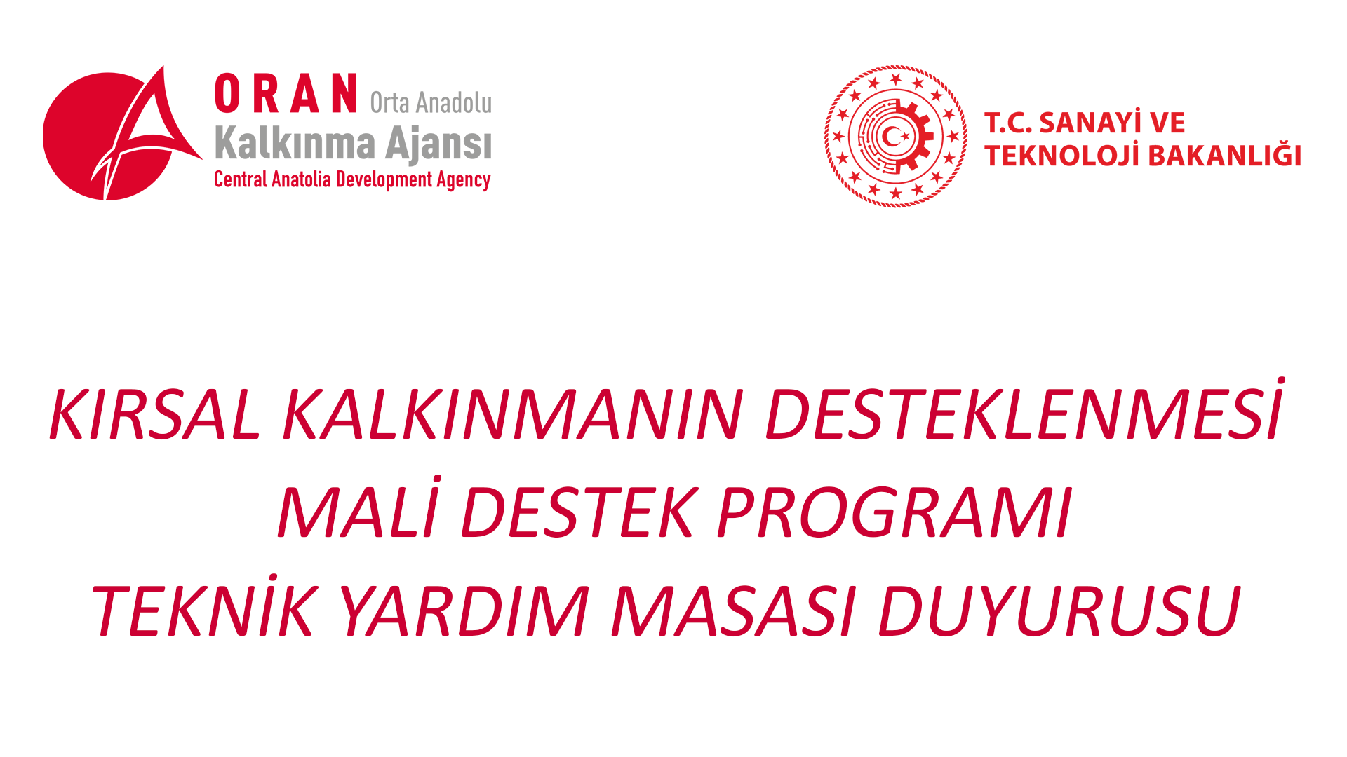  2020 Yılı Kırsal Kalkınmanın Desteklenmesi Mali Destek programı Teknik Yardım Masası Duyurusu