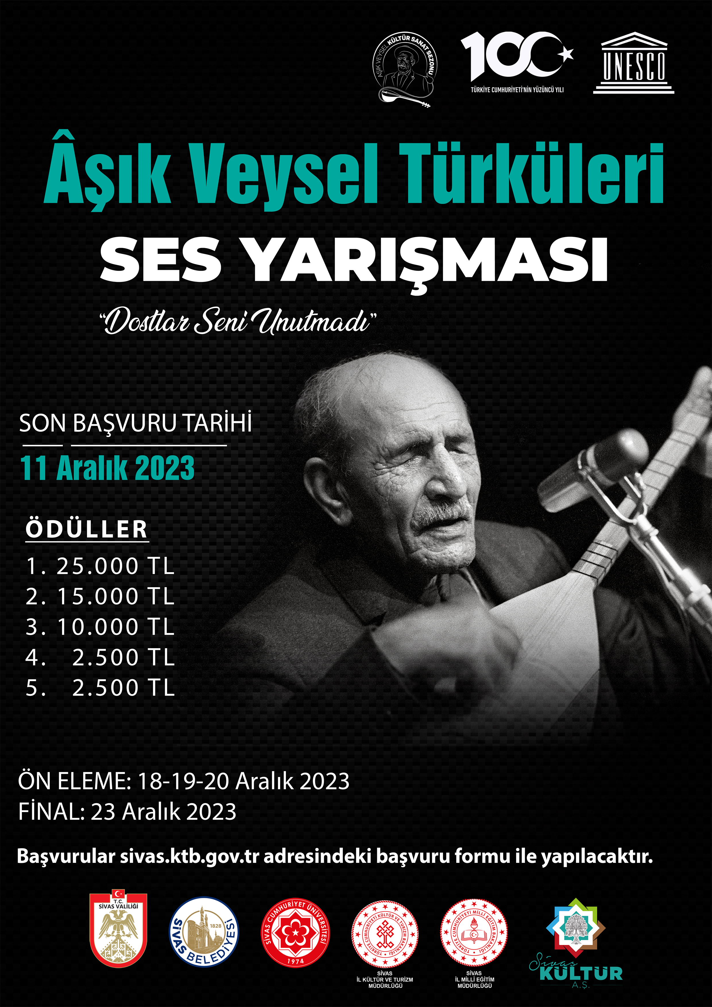UNESCO 2023 Âşık Veysel Yılı Âşık Veysel Türküleri (Dostlar Seni Unutmadı) Ses Yarışması Projesi Ve Yarışma 