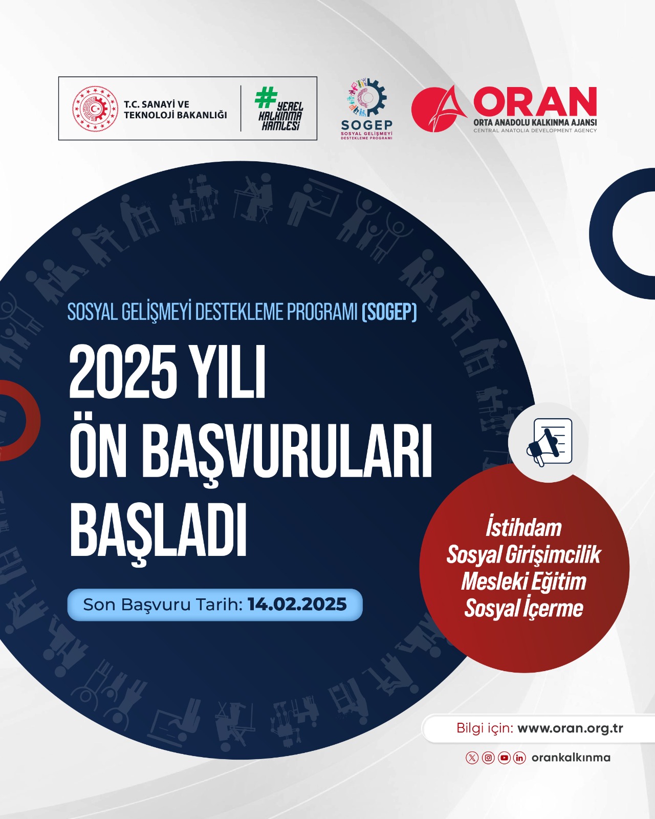 2025 Yılı Sosyal Gelişmeyi Destekleme Programı (SOGEP) Ön Başvuru Süreci Başladı