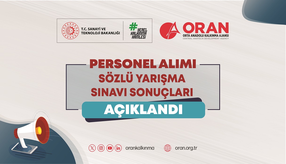 T.C. Orta Anadolu Kalkınma Ajansı Personel Alımı Sözlü Yarışma Sınav Sonuçları Açıklandı